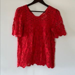 Amazing red lace crochet top from anthropologie